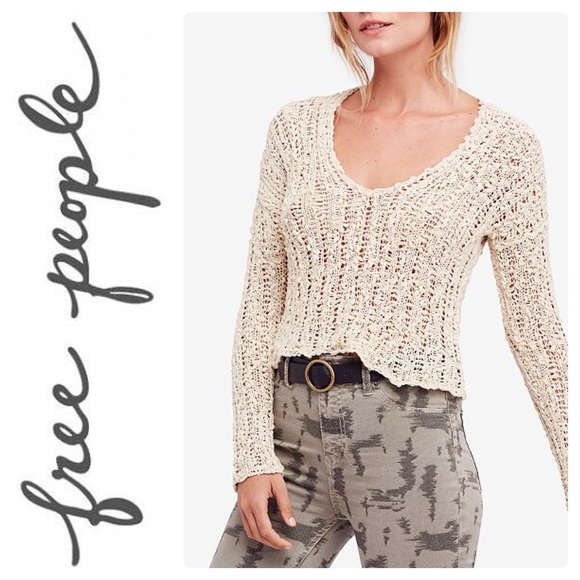 New Free People Beach Comber V-Neck Sweater - Picture 7 of 7